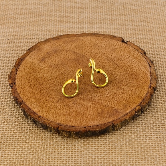 18K Gold Filled Abstract Loop Stud Earrings - Picture 2 of 3